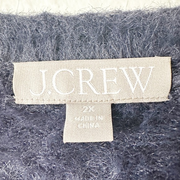 J. Crew Brushed Yarn Fuzzy Knit Cozy Short Sleeve Dress Navy Blue Plus Size 2X - Picture 4 of 10